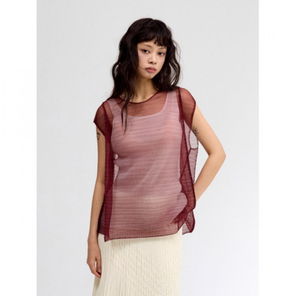 Lapli Back Ribbon Mesh Blouse Lpblm025005