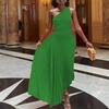 Damen Modisches Einfarbiges Lässiges Sexy Temperament Ein Schulter Schräger Kragen Plissiert Ausgeschnitten Kleid Langes Kleid