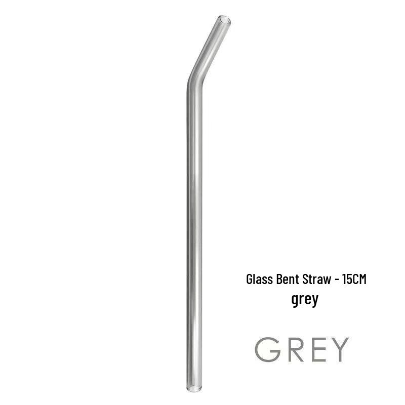 

High Borosilicate Glass Straws: Heat-Resistant, Lipstick-Proof, Eco-Friendly, Transparent, and Perfect for Milk Tea and Pregnant Women Single сірий колір/солом яний