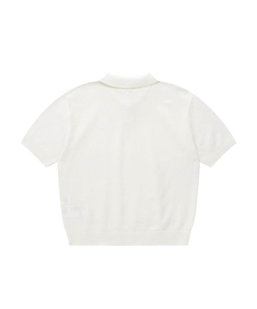 COVERNAT WOMAN Collared Half Knit Ivory