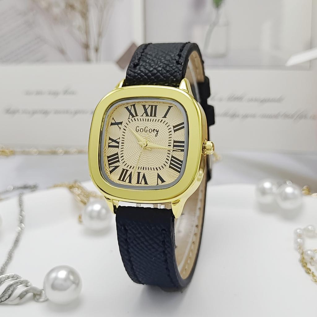 Neue Mode Einfache Quadratische Uhr Damen Römische Ziffern Nische Großes Zifferblatt Damen Quarz Uhr Damen Leder Armbanduhren Montre