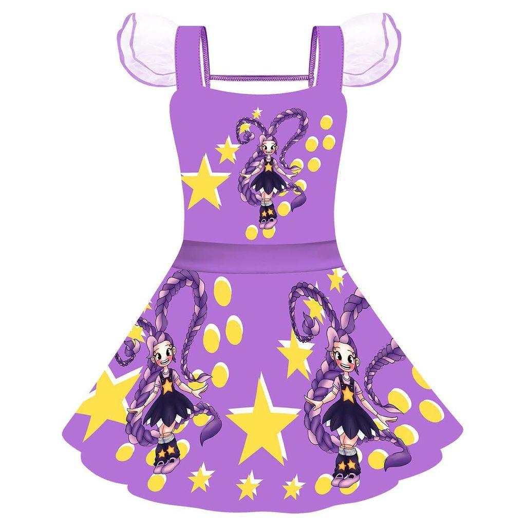 83131 Kids Girls Lily Lovebraids Stars Print Mesh Ruffle Dress 100cm фиолетовый