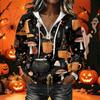 Women's Long Sleeve Hoodie Sweatshirt with Halloween Print for Casual Wear