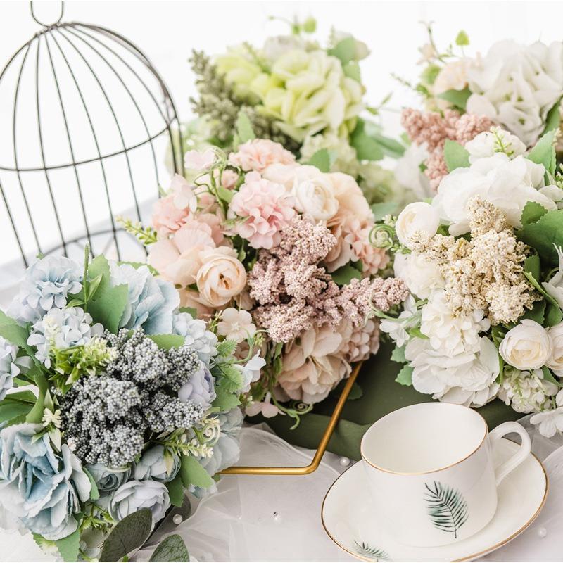 13 Heads Silk Rose Artificial Flowers Fake Bouquet Wedding Home Party Decor