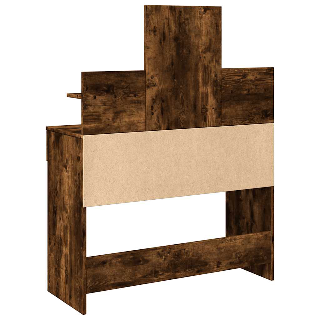 Vidaxl Dressing Table With LED Lighting, Smoked Oak, 100X40X130 Cm