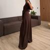 European and American women's clothing new round neck short-sleeved lace-up waist top mopping floor wide-leg pants temperament set