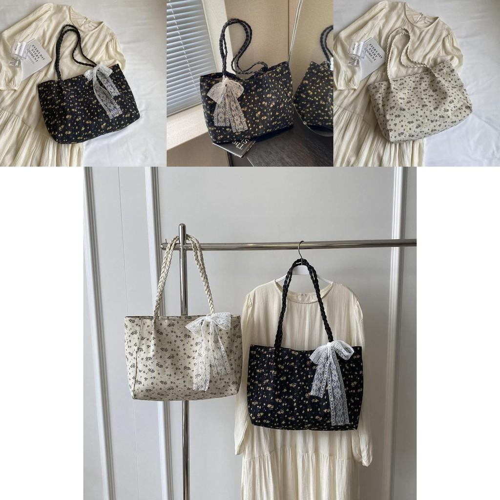 Large Capacity Canvas Floral Tote Bag For Women Stylish Shoulder Bag For Daily Commute