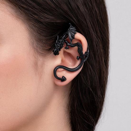 Retro Style Ear Cuff, Realistic Dragon Scale Design Ear Clip, Punk Style 3D Wings Claws Earring, Electroplated Ear Cuff for Daily Life Parties