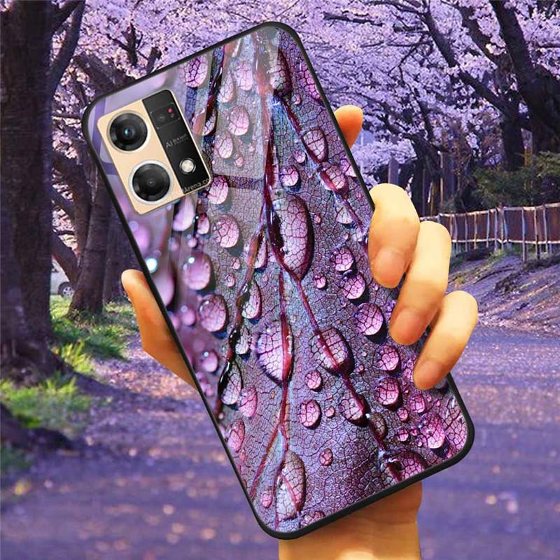 For Oppo Reno7 4G Case Fashion Tempered Glass Moon Star Bumper Cases for Oppo Reno 7 4G Phone Cases CPH2363 Luxury Funda Capa