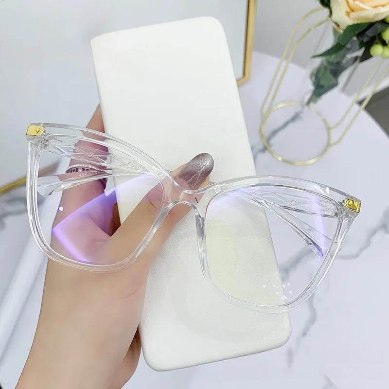 

Ladies Retro Cat Eye Large Frame Glasses Anti Blue Light Computer Glasses Reading And Playing Games To Protect Eyes