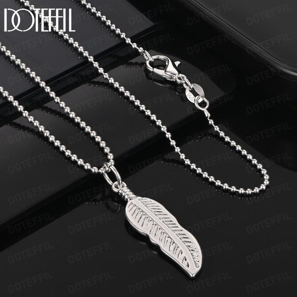 925 Sterling Silver Fashion Necklace Leaf Pendant Jewelry