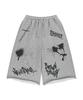 BROWNBREATH Graffiti Sweat Bermuda Pants - Melange Gray