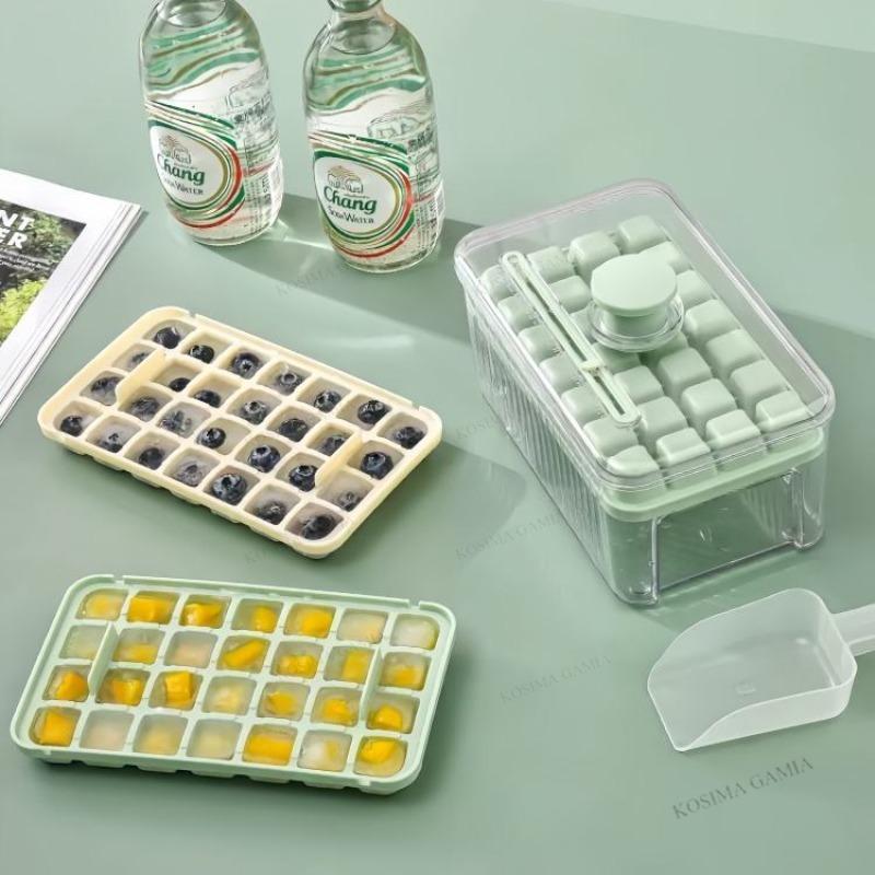 Ice Cube Mold Multifunctional Ice Maker 28/56 Grids Press Ice Tray Bucket with One-touch To Release Portable Ice Box Ice Cube