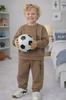 Children' Warm Tracksuit Set 98 Two-Piece With Cappuccino Print