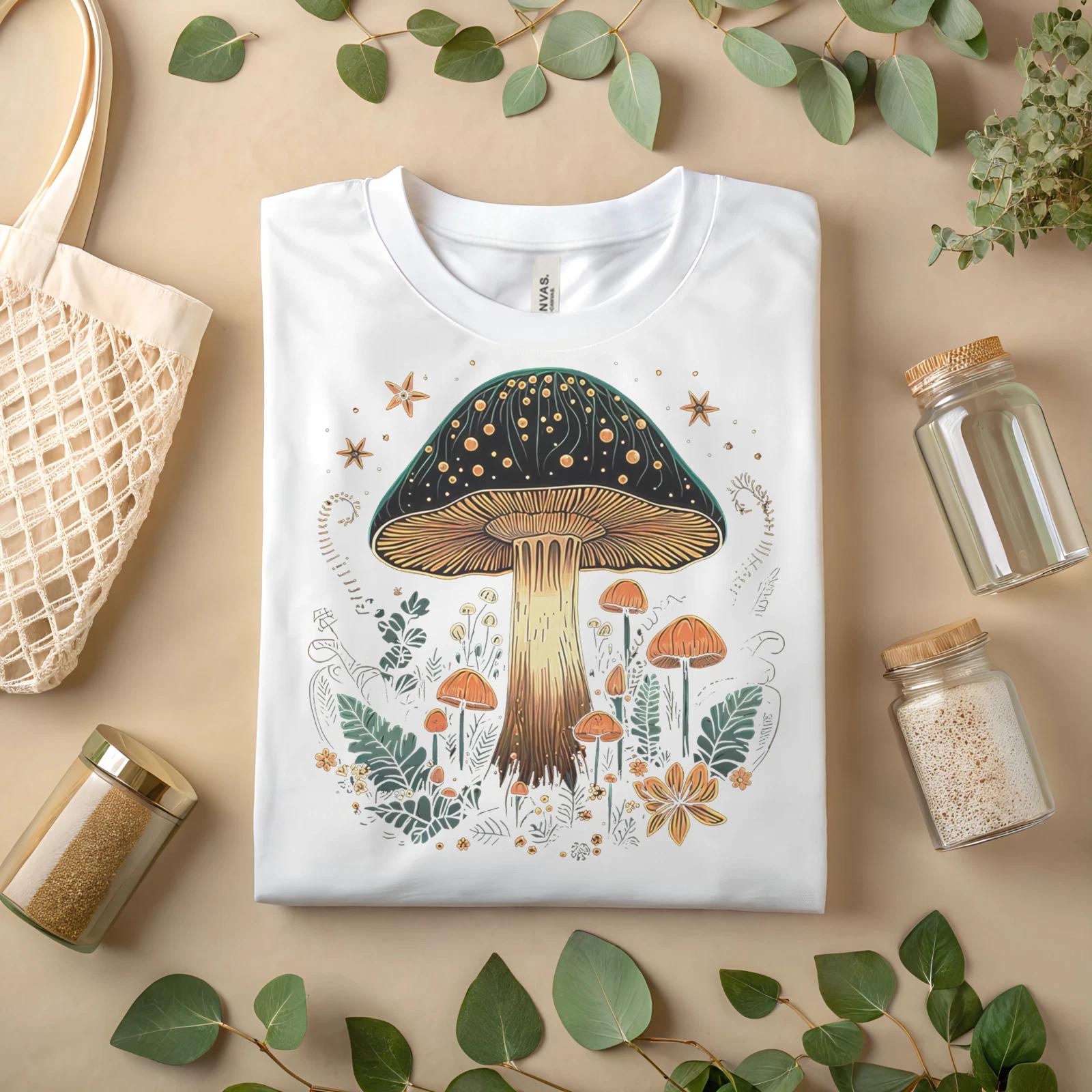 Mystical Mushroom T-Shirt – Fantasy Forest Magic Graphic Tee A121 M