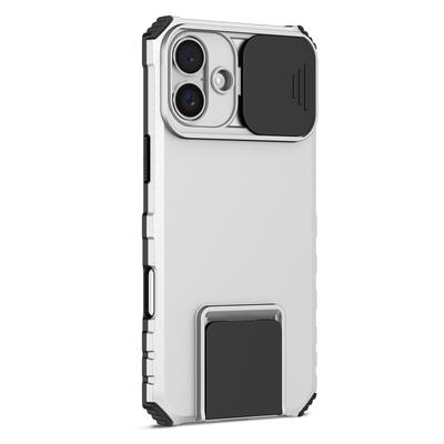 For iPhone 16 Plus Case Camera Slider PC+TPU Phone Cover with Kickstand