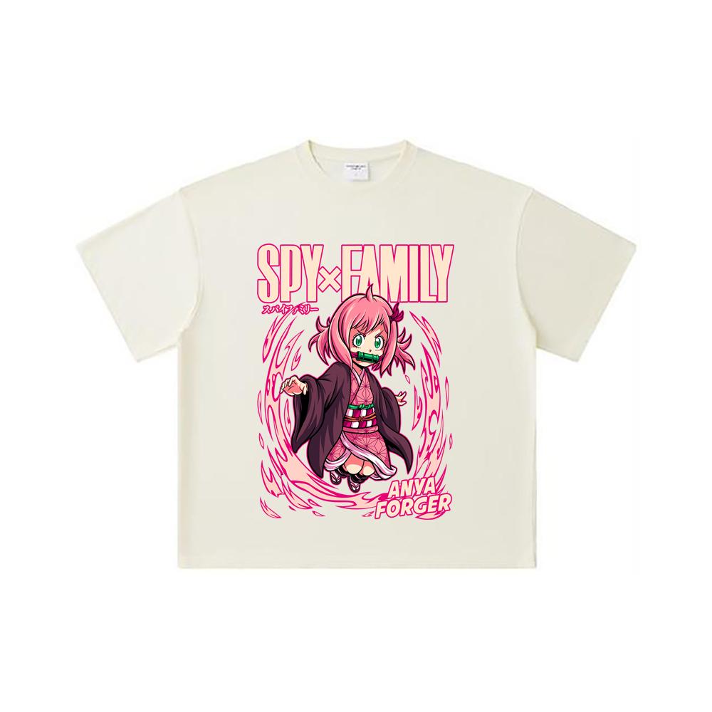 260 GSM Double Yarn 32 Count 100% Cotton Spy x Family V6 Print Unisex Heavy Cotton T Shirt