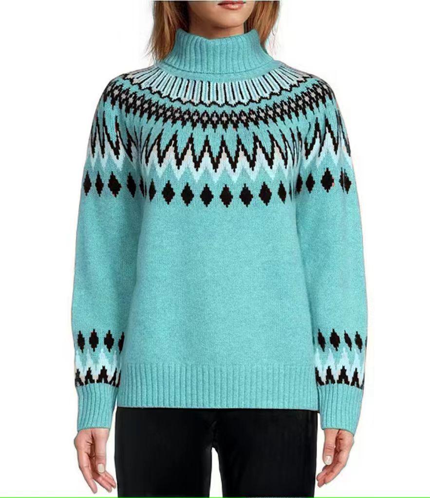 Women's Slim Fit Color Block Knitted Pullover Sweater for Fall and Winter