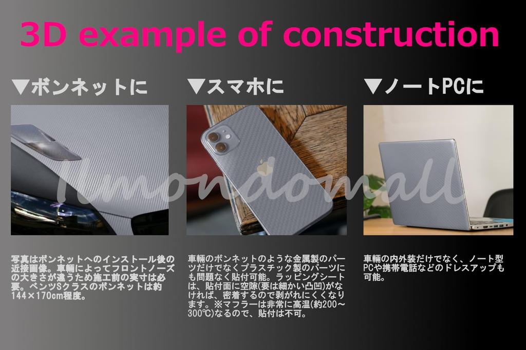 IlMondoMall Carbon Fiber 3D Carbon Fiber Look Car Wrap with Air Grooves x 3D Sheet, (152cm 35cm, Gray)