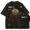 Fallout Anime Lover Washed T-shirt Year Round Clothing High Quality Personality Clothes Plus Size Unisex New Model Couples Tee