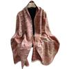 Imitation cashmere scarf, Guochao wave lines, high-end sense, double-sided landscape painting, warm shawl