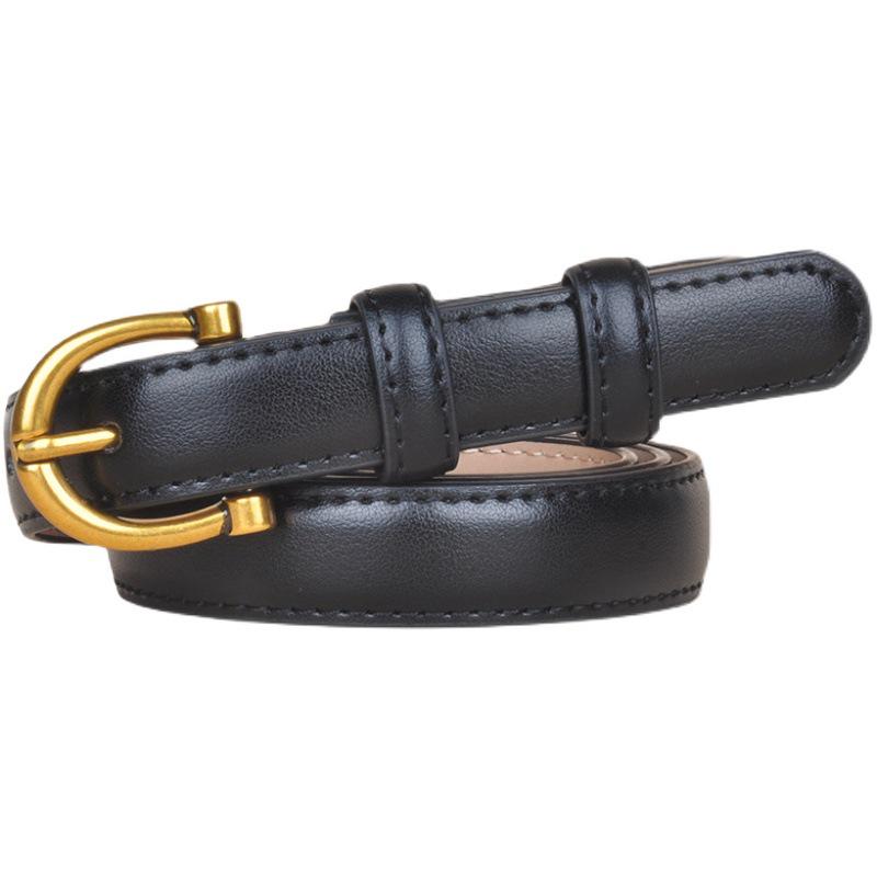 Korean Style Women's Genuine Leather Thin Waist Belt - Retro Pin Buckle, Versatile and Stylish