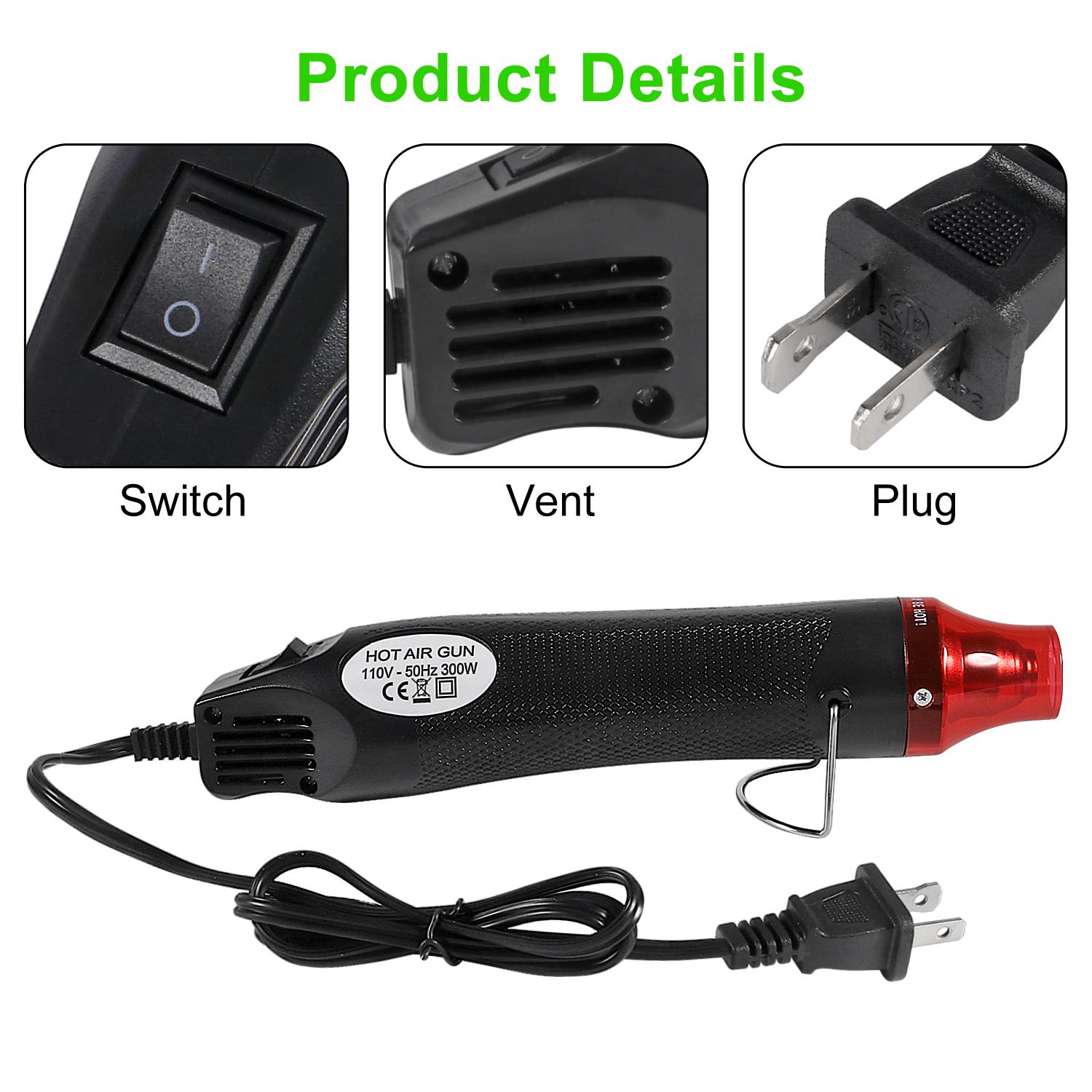 

300 Вт Электрический термопистолет Портативный строительный термопистолет Ручной мини-пистолет горячего воздуха для DIY поделок Эмбоссинг Термоусадка ПВХ-термоусадка