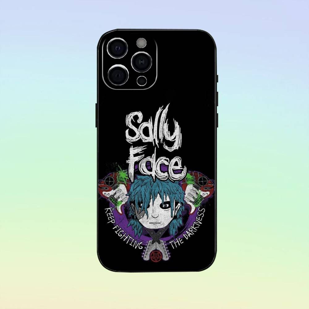 Mini Shockproof Cartoon S-Sally Face SF Phone Case For iPhone17,16,15,14,13,12,11 Plus,Pro Max Soft Black Cover