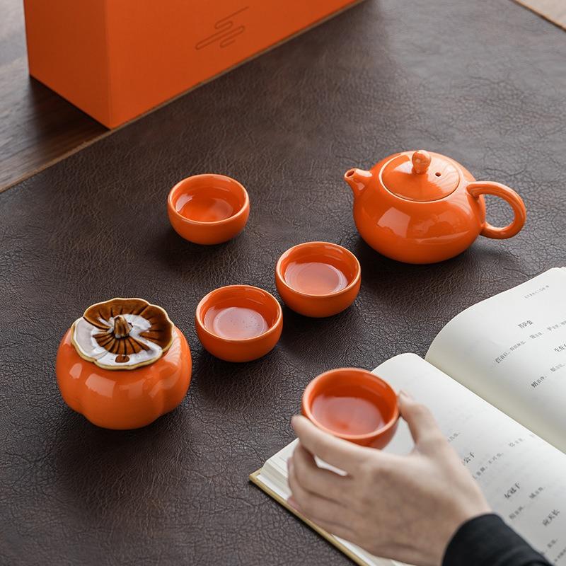 Ceramic Everything Ruyi Tea Set Gift Box Wedding Commercial Advertising Gifts Persimmon Set Teachers' Day Gifts