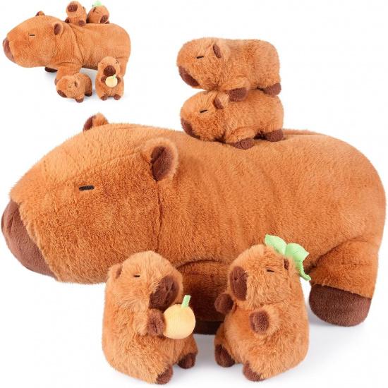 5-in-1 Capybara Stuffed Animals with Babies Inside, 5PC Set Capybara Plush with Mommy & 4 Babies, Capybara Plushies, Cute 3 to 8 Year Old Girl Gifts,
