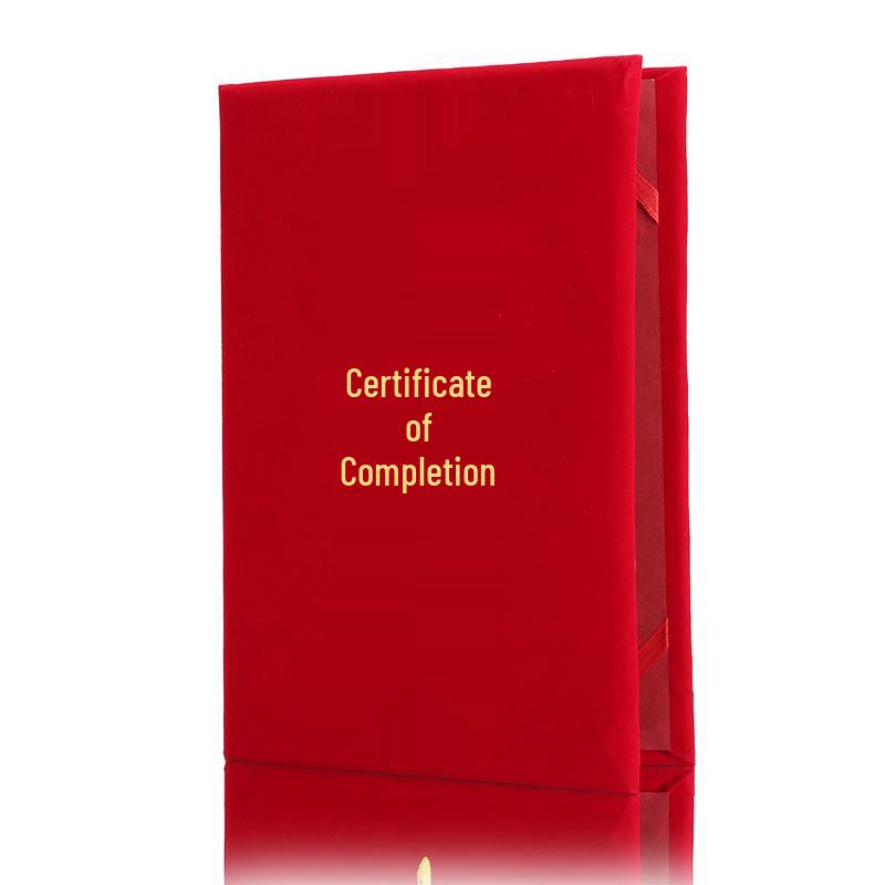 Custom Red Velvet Flocked Certificate Cover for Training and Outer Shell Completion Red - 16K