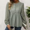 Autumn Women's Cross Border Solid Colour Long Sleeve Jacquard Shirt
