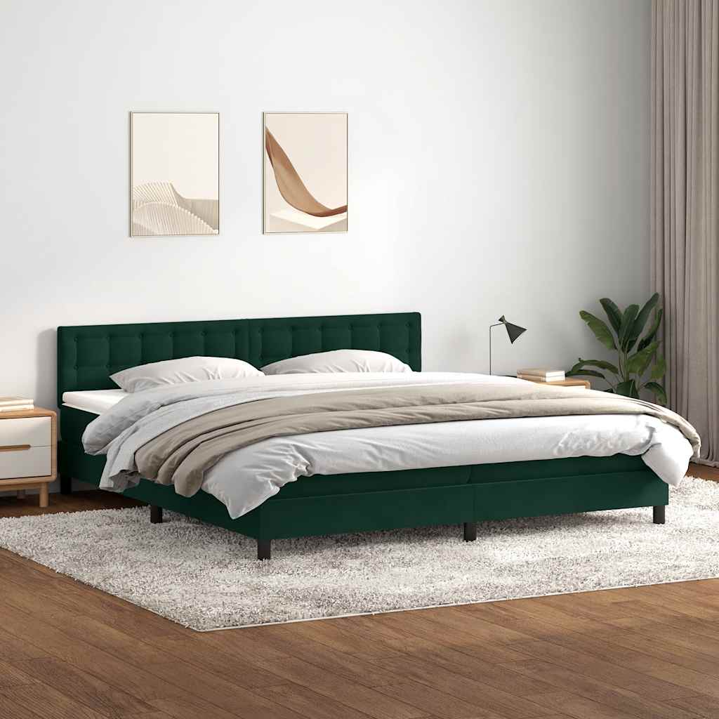 Box Spring Bed with Mattress Dark Green 180 x 220 cm Velvet