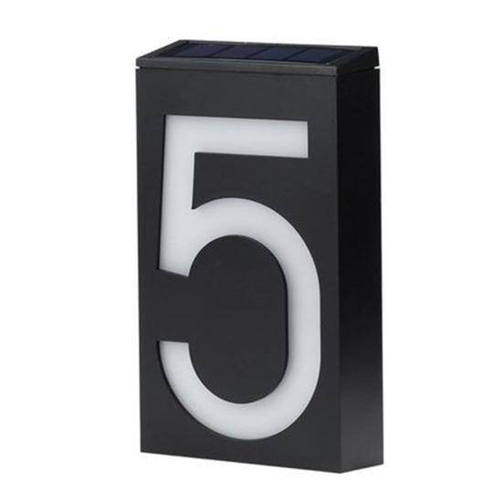 Solar Powered 0-9 LED Light House Address Number Street Road Doorplate Wall Lamp