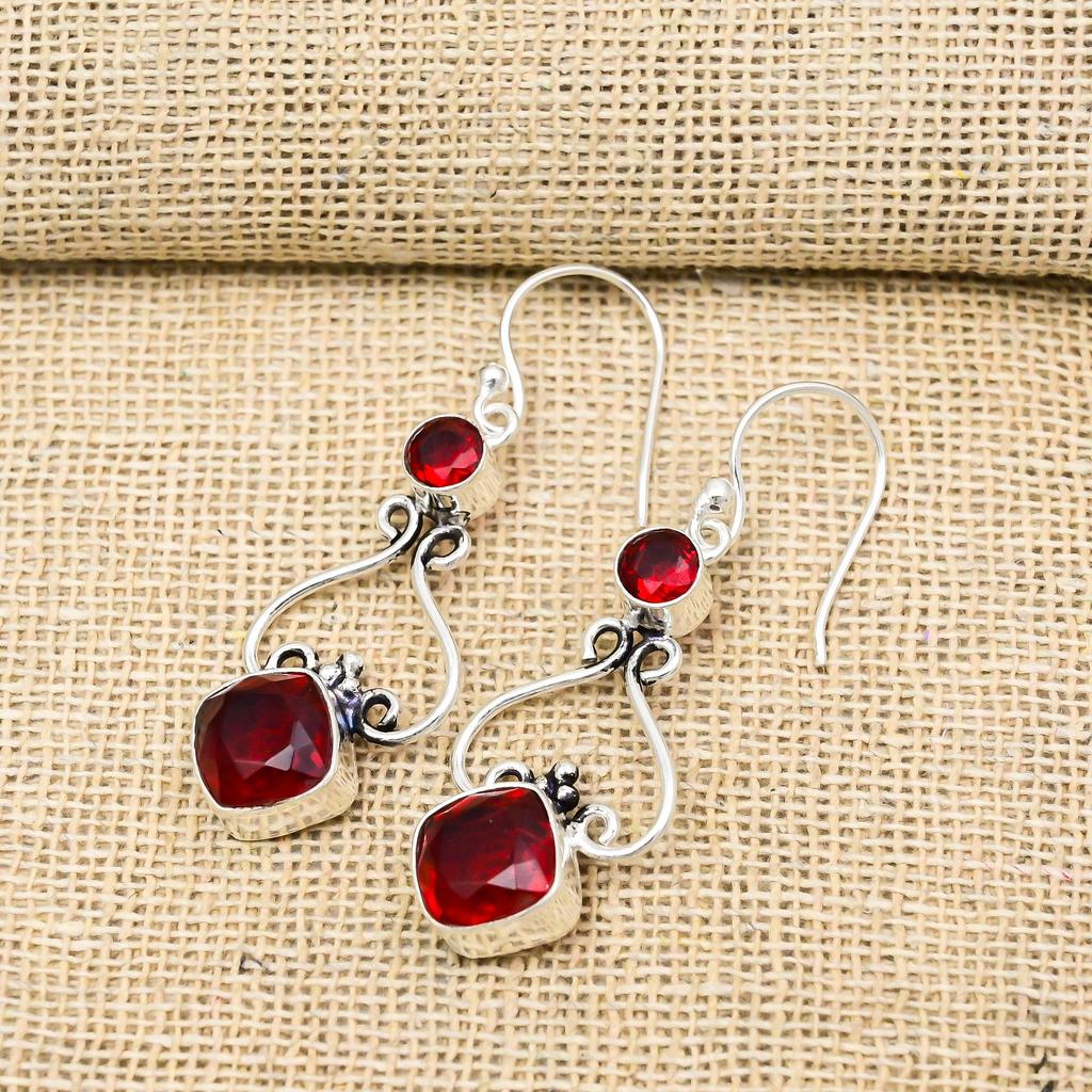 Roter Granat Schmuck, 925 Sterling Silber Ohrringe, handgefertigte Edelstein Schmuck Ohrringe für den Gedenktag