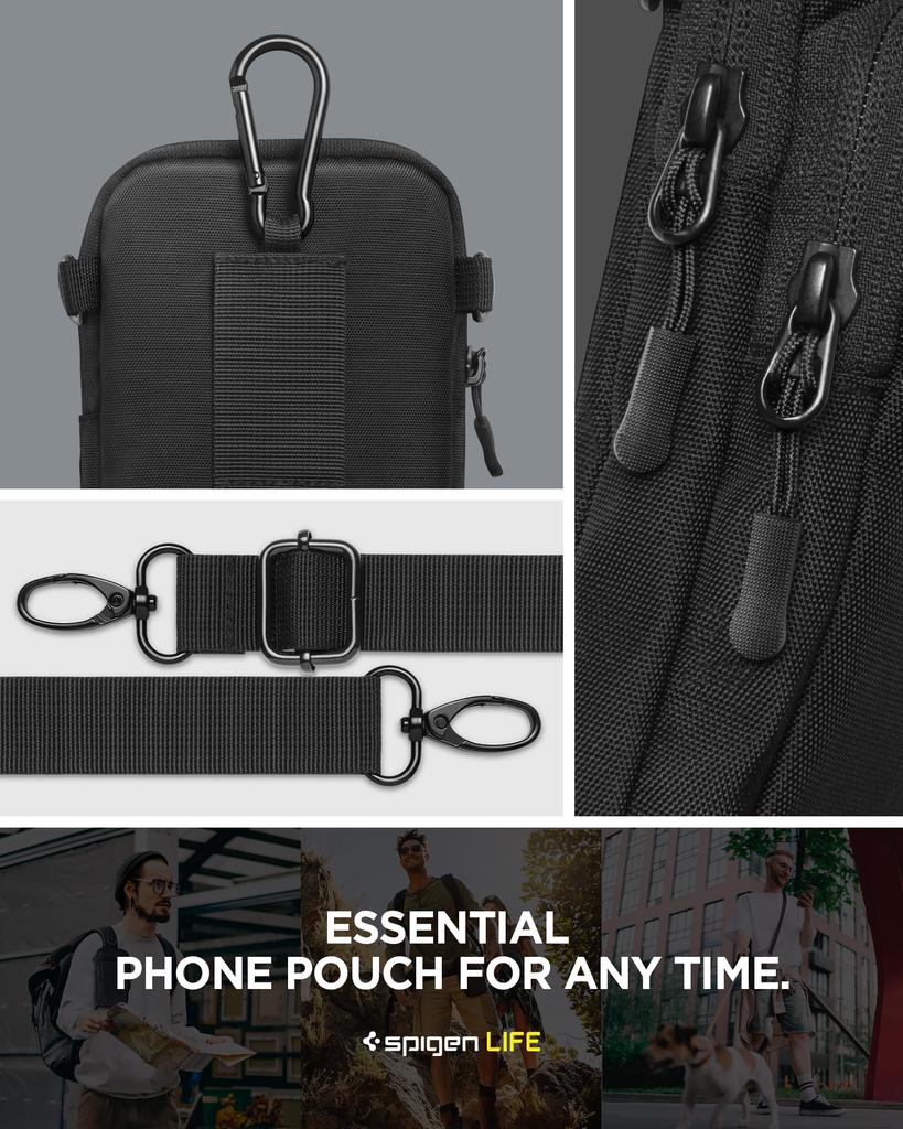 Spigen Klasden KD400 Shoulder Bag for Perfect for Everyday Outdoor and Black Smartphones, Use, Activities, Travel, (AFA07132)