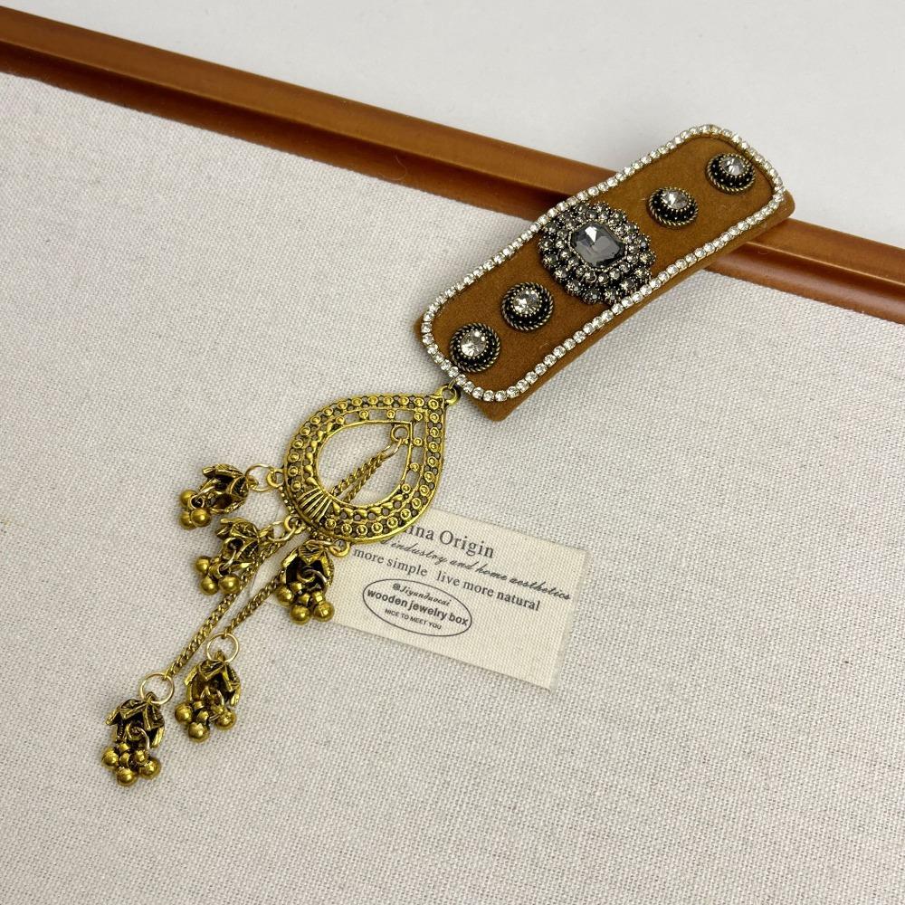 Crystal Ethnic Style Hair Clip Elegant Tassel Side Clip Chinese Style Tassel Hairpin  Bride