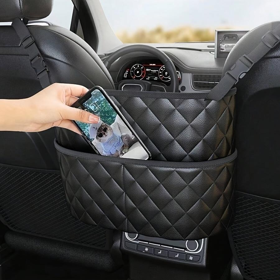 1PC Car Seat Back Storage Bag Large Capacity PU Leather Center Console and Armrest Box Storage Bag