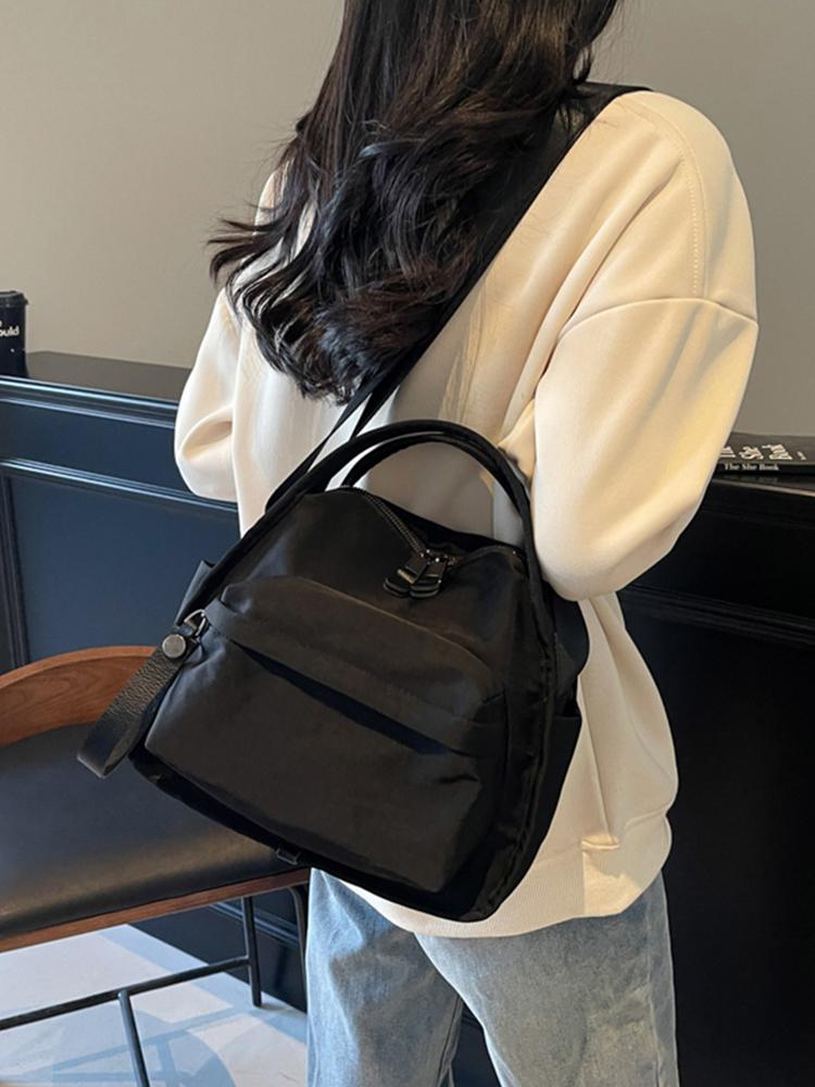 Women Lightweight Sling Bag Large Capacity Oxford Cloth Handbag Solid Color Versatile Shoulder Bag Travel Shopping Work Date Bag