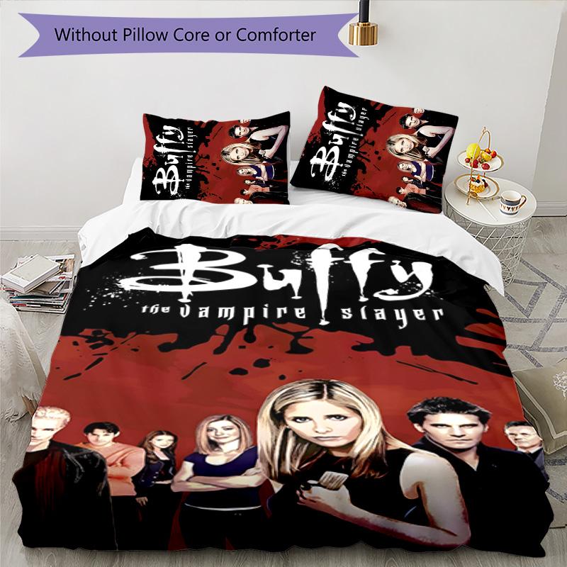 Buffy 3-częściowy komplet pościeli Poszewka na kołdrę Zapięcie Zawiera 1 poszewkę na kołdrę i 2 poszewki na poduszki na wszystkie pory roku Sypialnia Dom Dekoracja akademika