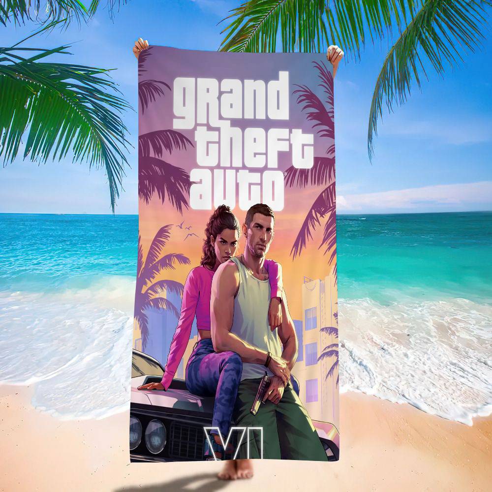G-Grand T-Theft A-Auto VI Game Microfiber Blanket Quick Drying Beach Towels Oversized Printing Super Absorbent Pool Towel