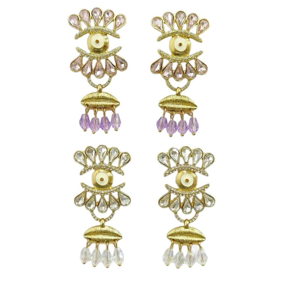 Exaggerated Devil's Eye Earrings Medieval Vintage Light Luxury Full Drops Tassel