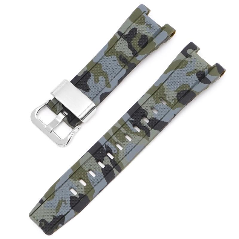 Correa de Resina para Casio G-Shock GST-W300 GST-S300 GST-S210B GST-S110 GST-W110 Hombres Reemplazo Pulsera Brazalete de Goma Camuflada para Reloj