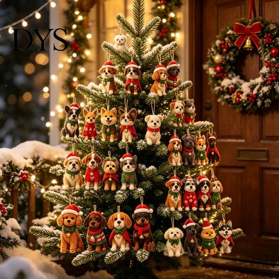 Cuenta Regresiva Navideña Temática de Mascotas Regalos Calendario de Adviento para Perros, Adornos de Acrílico 2D de Razas, Caja de Regalo de Navidad de 24 Días para Niños Calendario para Dueños con 24 Cachorros