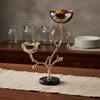Bird On Branch Serving Bowl Abstract Art Design 2-Tier Fruit Stand Marble Base