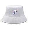 Cappello a secchiello con stampa gatto, carino cappello da pescatore con animale domestico cartone animato semplice reversibile color caramella cappello da spiaggia