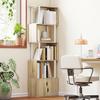 Bookshelf - HOMCOM - 5 Levels - Shelves and Double Door Cabinet - Particleboard - 60 X 23.8 X 179.2 Cm - Natural Wood