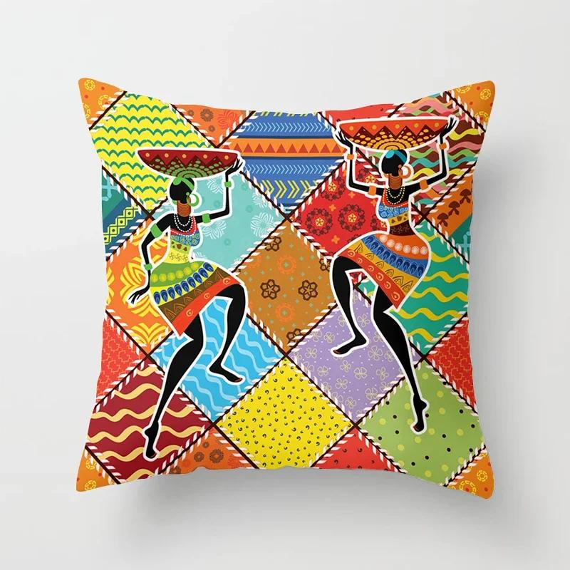 Home Decor Pillowcase African Style Pattern Sofa Decoration Cushion Cover Pillowcase Polyester Throw Pillow Funda De Almohada
