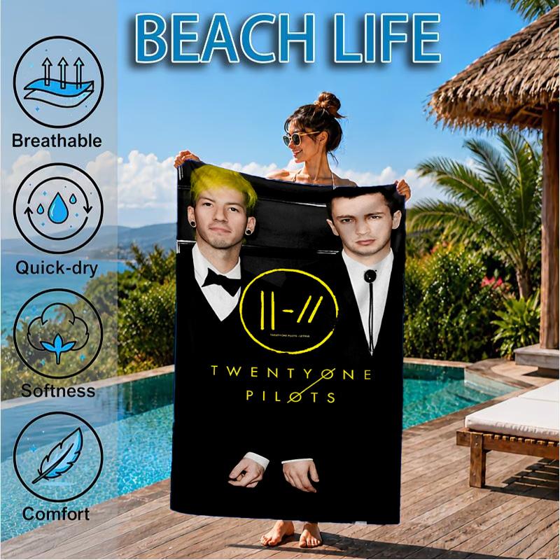 Twenty One Pilots Music Evolution Beach Towel, Microfiber Beach Towel, Perfect For Pool, Beach, Travel, Home Decor Beach Party Fan gifts