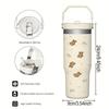 30oz Thermal Water Bottle With Straw Handle Stainless Steel Thermos Hot Coffee Tumbler Cup Car Gym Travel Insulated Thermal Mug